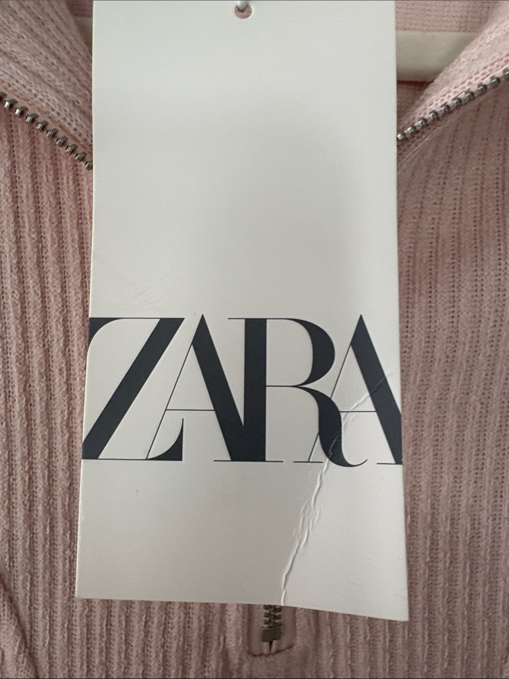 ZARA Blush Pink Ribbed Half-Zip Midi Dress - Picture 4 of 5